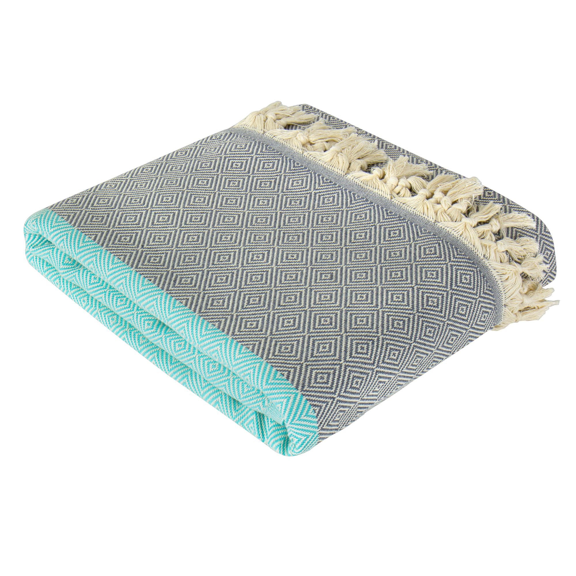 Handmade plaid groen turkoois grijs – cozy herfst interieur